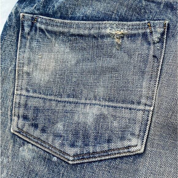 New Fabric Brand & Co Dirty Wash Selvedge Distressed Jean Denim Mini Skirt 29/34 - Picture 14 of 16